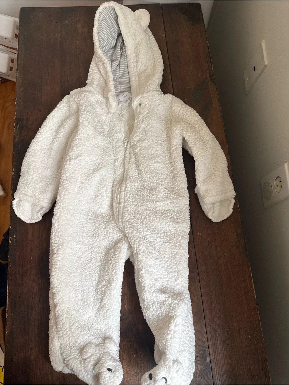 Cozy White Sherpa Hooded One-Piece for Kids
